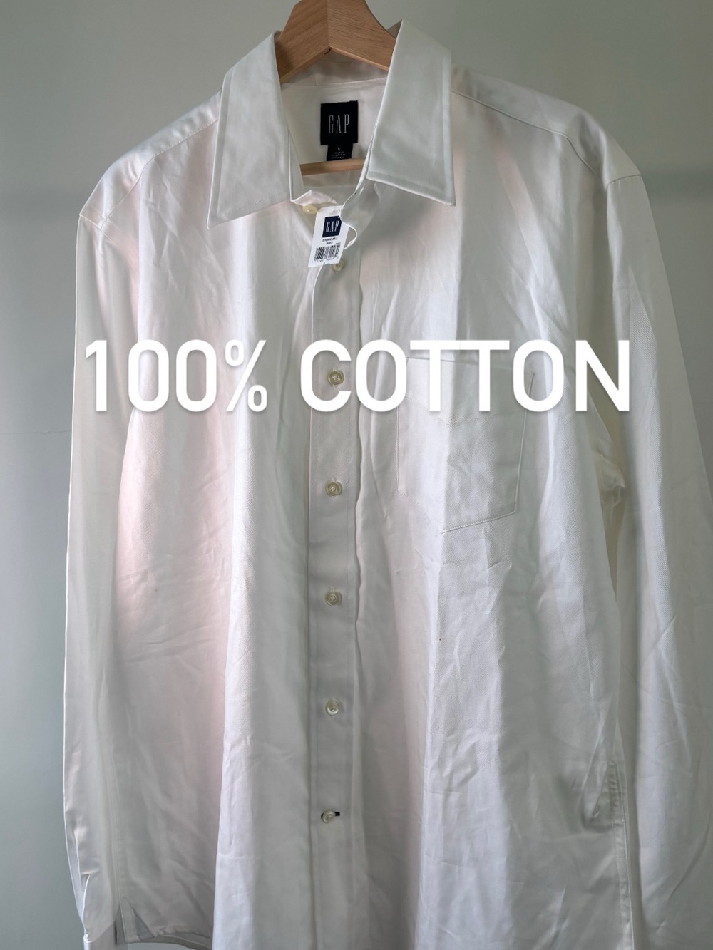 GAP Men's White Button-Front Dress Shirt | 100% cotton | NWT